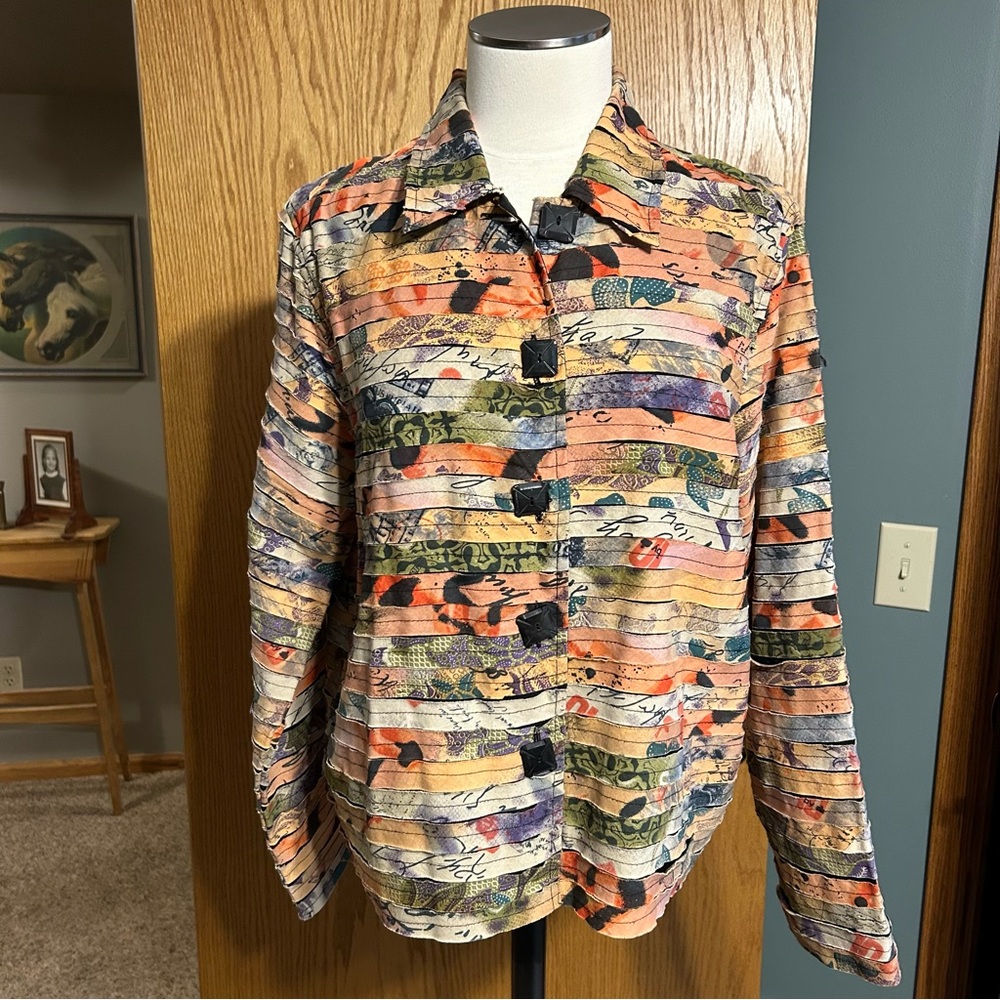Sara studio jacket women’s medium Rag strip‎ BOHO Y2K Art to wear